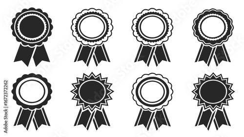 Collection of eight award ribbons and rosettes