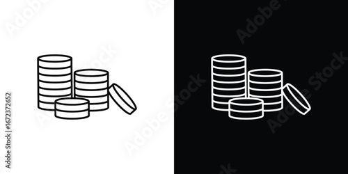 Coins stack icon in editable stroke. EPS 10 vector illustration.