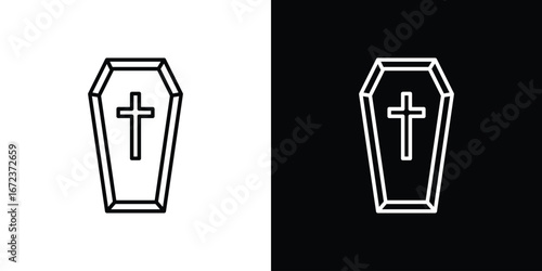 Coffin icon in editable stroke. EPS 10 vector illustration.