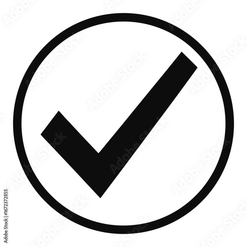 Black check mark inside a circle icon