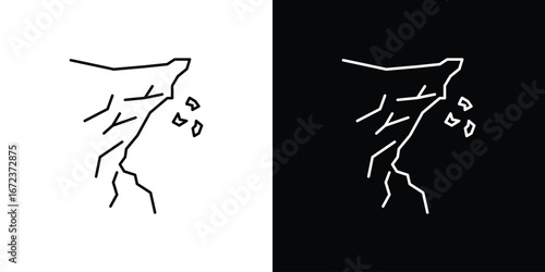Cliff icon in editable stroke. EPS 10 vector illustration.