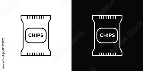 Chips bag icon in editable stroke. EPS 10 vector illustration.