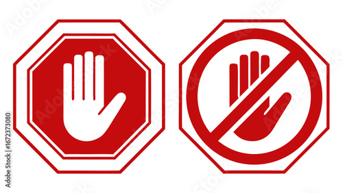 Red stop hand signs