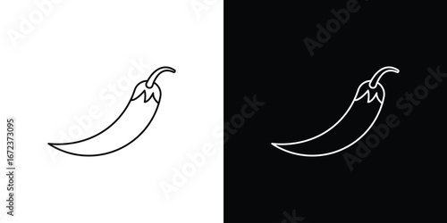 chilli pepper icon in editable stroke. EPS 10 vector illustration.