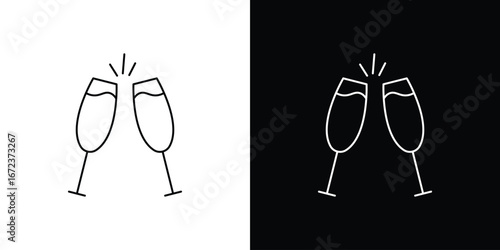 champagne glasses icon in editable stroke. EPS 10 vector illustration.