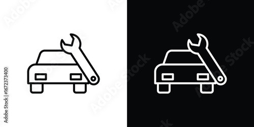 Car repair icon in editable stroke. EPS 10 vector illustration.