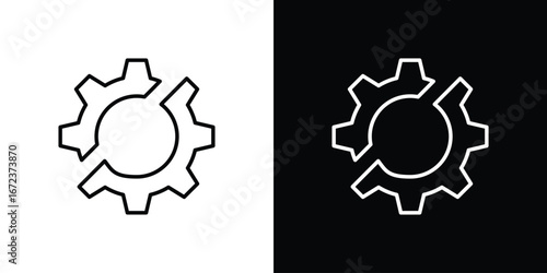 Broken gear icon in editable stroke. EPS 10 vector illustration.