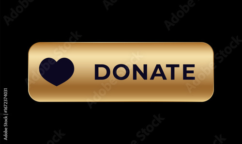 Golden donation button with a heart icon, inviting contributions for charity and support initiatives.