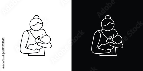 Breastfeeding icon in editable stroke. EPS 10 vector illustration.