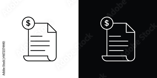 Bill paid icon in editable stroke. EPS 10 vector illustration.