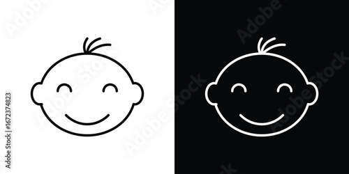 Baby boy icon in editable stroke. EPS 10 vector illustration.