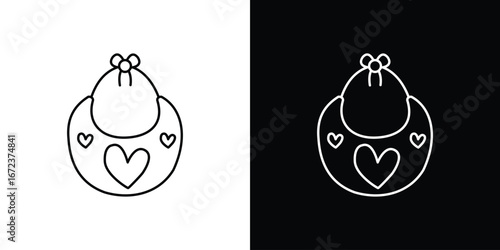 Baby bib icon in editable stroke. EPS 10 vector illustration.