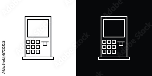 Atm icon in editable stroke. EPS 10 vector illustration.