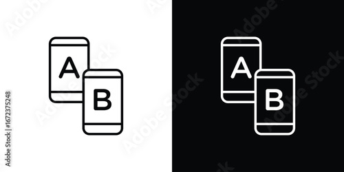 A B testing icon in editable stroke. EPS 10 vector illustration.