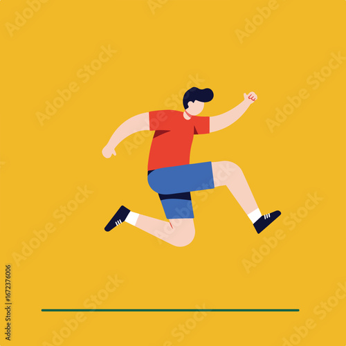 Person Jumping Over Line on Plain Background