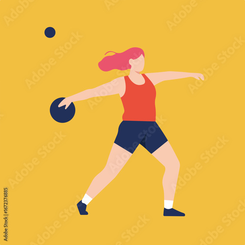 Discus Thrower Throwing Discus in Stadium