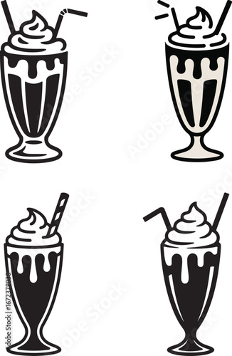 Ice cream set with cones and flavors collection illustration