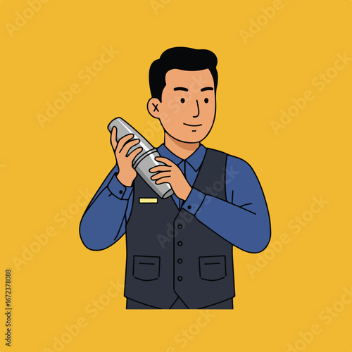 Bartender Shaking a Cocktail in a Bar