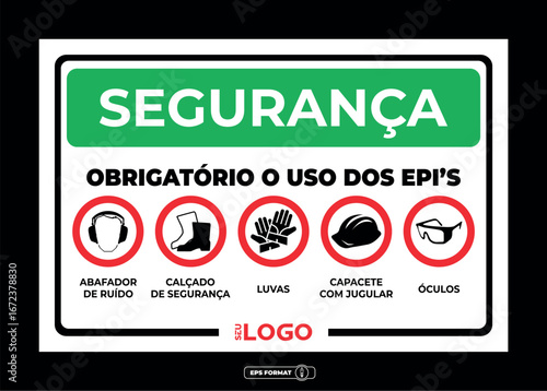 Placa informativa e de segurança