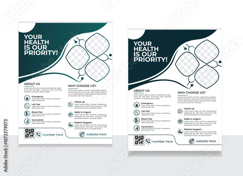 Vector modern healthcare medical flyer template design	
