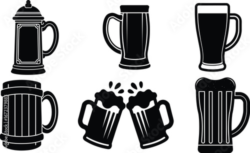 a classic beer mug with a thick layer of foam on top. party, cheers, pub, Oktoberfest and drink-themed decoration. social gatherings vector illustration
