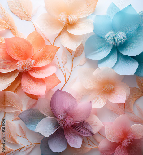 Pastel Paper Art Flowers – Elegant Abstract Floral Composition