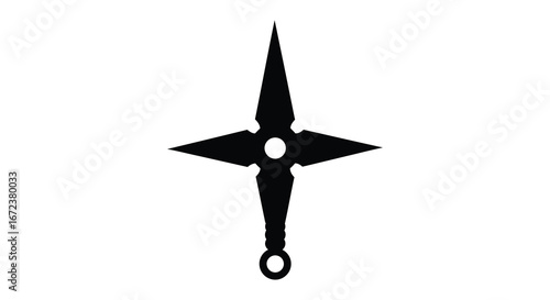 A black silhouette of a shuriken Japanese throwing star with ring