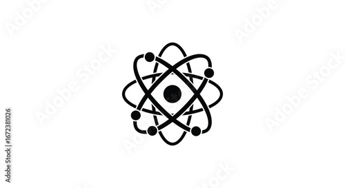 A simple line drawing of an atom with electrons orbiting the nucleus