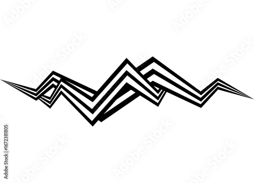 Vector pattern of sharp intertwined parallel retro lines. Broken Design Element. Sporty Vector Background for Covers, Advertising, Packaging. Abstract Lightning
