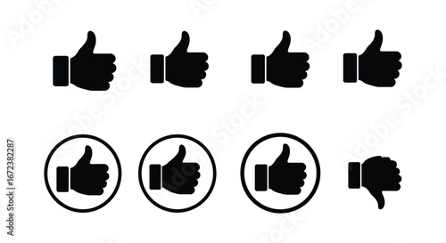 Collection of thumbs up and thumbs down icons in various styles and formats