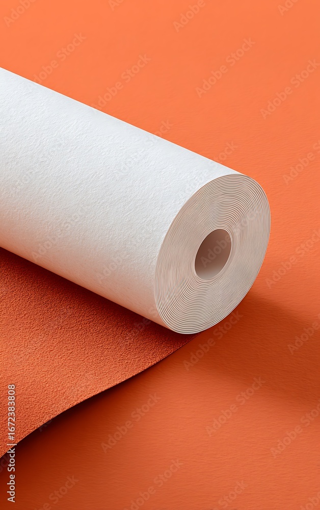 Fototapeta premium orange fabric with white paper roll mockup 