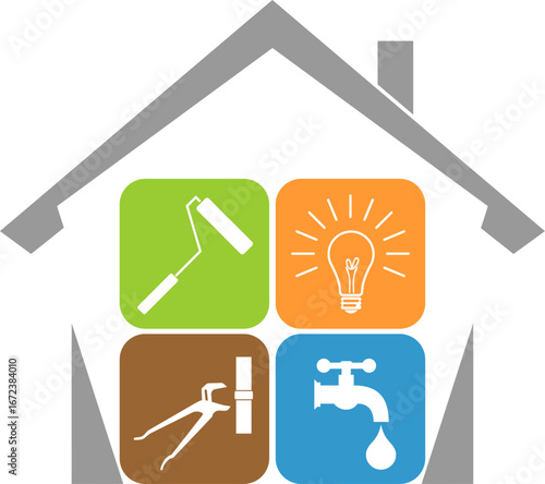 Haus und Werkzeuge, Hausmeister, Hausmeister Service, Logo, Hintergrund