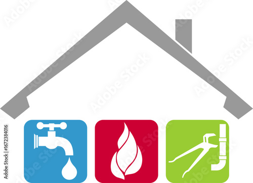 Haus, Wasserhahn, Rohrzange, Flamme, Klempner, Installateur, Hintergrund	