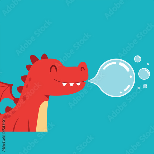 Dragon Speaking Bubbles on Blue Backdrop