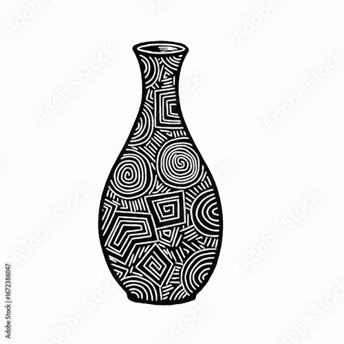 vase on white background. Silhouette of vase.
