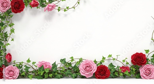 Wallpaper Mural 優美なバラと蔦のフレーム 柔らかな光で輝く花びら. AI Generated Torontodigital.ca