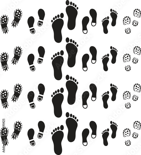 silhouette of human footprints. Baby footsteps icon. Footwear marks.