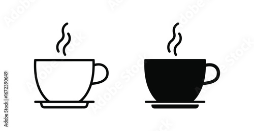 WebEnjoy a warm drink with these minimalist coffee cup icons perfect for menus and website designs, conveying a sense of comfort and relaxation with a modern, simple aesthetic