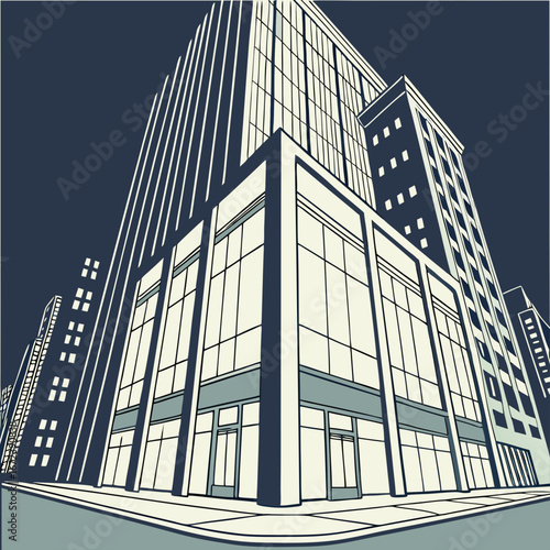 City Street Corner with Tall Buildings urban