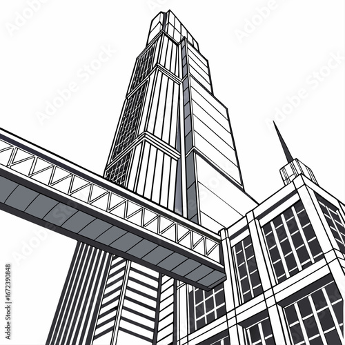Futuristic Skybridge Connecting Skyscrapers city urban