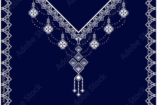 Geometric floral neckline pattern. traditional style. decoration, textile, fabric, clothing. natural style.