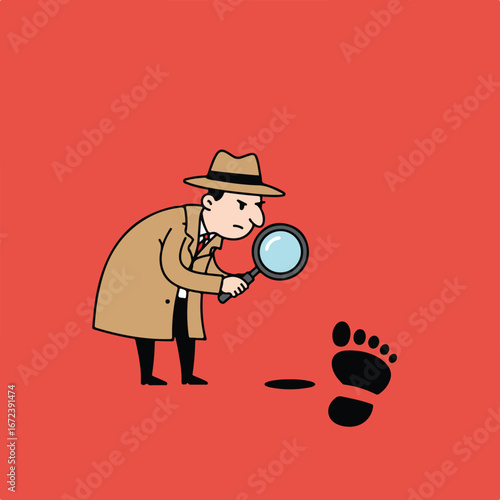 Detective Inspecting Footprint on Ground