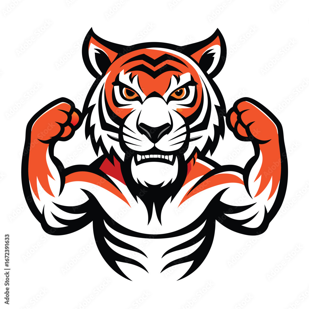 Obraz premium Fierce Tiger Mascot Showing Strength
