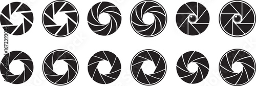 Set photo camera lens icons. Camera shutter icons. Camera Lens and Shutter Icons Vector Set