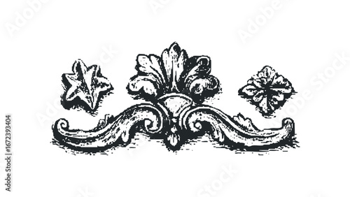 Ornate Vintage Decorative Flourish and Swirl Element. Vector hand drawn illustration