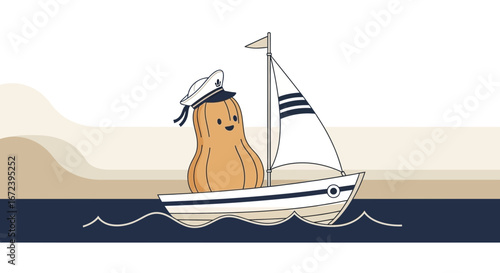 A Charming Butternut Squash Embarks On A Maritime Adventure, Sailing The Seas