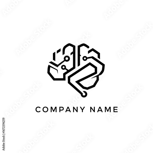 Abstract digital brain logo representing artificial intelligence and technological innovation.