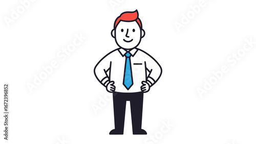 Confident Business Man: A poised business man with a red hair confidently stands, with a smart, professional look, radiating competence and approachability