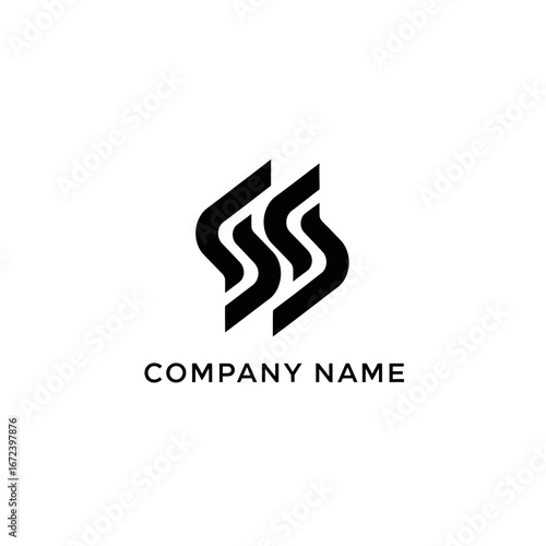 Abstract logo design with three letter S shapes in black and white.