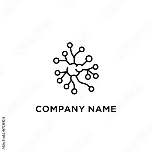 Abstract neural network or molecular structure logo design.
